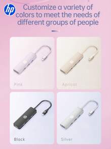 HP HP Docking Station USB With Type C Charging Adapter 3.0 Splitter Compatible With Apple Laptop Converter 4K Projection PD Charging Docking Station Four In One(Black, White, Milk Tea, Silver)