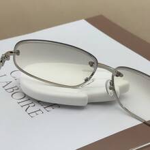 1 Stück rahmenlose ovale Mode Brille Y2K, vielseitige Damenbrille für den täglichen Gebrauch, Straßenfotografie, Urlaub, Sommerstrand Accessoires