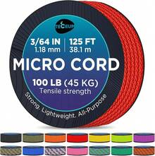 TECEUM Micro Paracord – 118 Mm X 125 Ft – Micro Utility Cord – Thin Braided Paracord Rope – Best Crafting, Projects, Fishing, Camping – Wind Chime – Survival Strong String - 紅色(火) - 查看 1