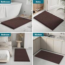 Bathroom Rugs Non-Slip Washable, Bath Mat For Bathroom, Chenille Bathroom Mats, Ultra Absorbent Bath Rugs Sets 3 Pieces, Ultra Soft Bathroom Rug Set, Plush Bathroom Set For Tub, Shower,Deep Brown - Brown - View 10