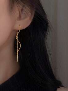 Gold Spiral Chain Earring 18k Gold Plated 925 Silver - Gold - View 8