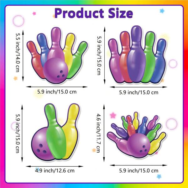 Bowling Theme Birthday Banner Hanging Decorations, Including A Set Of Happy Birthday Banner, 8 Double-Sided Printed Bowling Pattern Hanging Cards, Suitable For Family And Friends Birthday Party Decoration