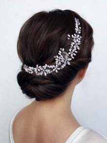 1 pièce Peigne à cheveux avec perles et strass, accessoire de cheveux de mariée minimaliste, coiffe faite main pour femmes