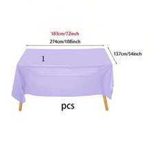 1 件一次性派对桌布，PE 塑料布，纯色浅紫色，适用于生日甜蜜桌、派对装饰
