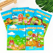 Paquete de 6 libros para colorear infantiles - Temas de animales de granja/cuidado de la piel y maquillaje, libros para colorear de juegos de fiesta, dibujos animados, entrenamiento de habilidades motoras finas, juegos de unir puntos para colorear, adecuado para niños de 3 a 5 años, regalo de regreso a la escuela, recuerdos de fiesta, regalo diario