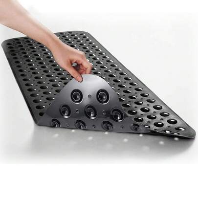 Non Slip Bath Mat For Tub, 100x 40cm Extra Long Shower Mat Anti Mould, Machine Washable Bathroom Bathtub Mat With Suction Cups, Soft On Feet, Back To School