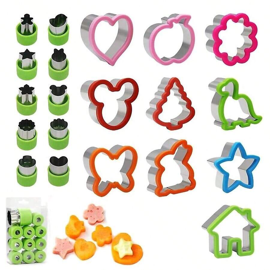 Cortador de sándwich de acero inoxidable, molde de pan tostado con forma de dinosaurio y conejo, cortadores de galletas de vegetales, molde de cocción DIY, herramienta para el almuerzo Bento de niños - Multicolor - Ver 1