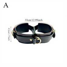 1pc BDSM Leather Handcuffs - Black, Adjustable With Metal Buckles, Perfect For Couple Play, BDSM Gear|Playful Design|Adjustable Cuffs SM Product