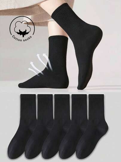 1/3/5/10 paires de chaussettes d'équipage pour femmes, chaussettes en coton, chaussettes noires, chaussettes blanches, chaussettes grises, chaussettes pour femmes, chaussettes mignonnes, chaussettes pour filles, chaussettes pour l'automne/l'hiver/le printemps/l'été, détails respirants en maille, conception de trou respirant avec guide-rail, évacuation de l'humidité, doux et lisse, convient pour diverses occasions comme les vacances, les sports, les loisirs, les affaires et autres usages quotidiens, peut être porté toute l'année, les combinaisons de couleurs sont aléatoires.