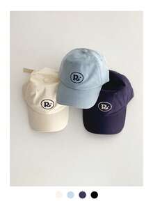 1pc 女士简约蓝色字母棒球帽,春季新款大码加深百搭显小脸,极简软顶鸭舌帽,复古字母鸭舌帽百搭时尚帽子防晒街头风 - 棒球帽 - 查看 4