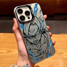 bandai 1 pieza Funda de teléfono con diseño de Apple Acrylic brillante de dibujos animados súper Saiyan, impresión de dibujo animado compatible con I 16, 16, 15, 14, 11 Pro Max, 13, 12, XR, XS, Plus, regalo de Navidad