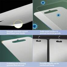 New Titanium Cutting Board, Pure Titanium Cutting Boards For Kitchen, Non-Slip Chopping Board, Dishwasher Friendly, Easy To Clean, Durable & Hygienic For Meat, Vegetables, Fruits - Silver - View 8