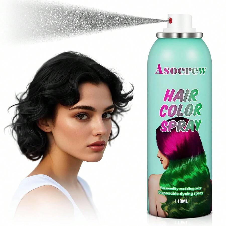 Ascrew Black Root Touch Up Hair Color Dye,Temporary Hair Color Spray,Hair Wax Dye Pomades,Washable Hair Coloring Natural Hair Strong Style Gel Cream Hair Dye For Party,Hollowen,Cosplay(Black) - 黑與白 - 查看 1