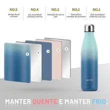 WATERSY 500ML Stainless Steel Thermal Water Bottle For Sports Keeps Water Cold For 24 Hours And Hot For 12 Hours  For Travel - 淺藍色和藍色 - 查看 7