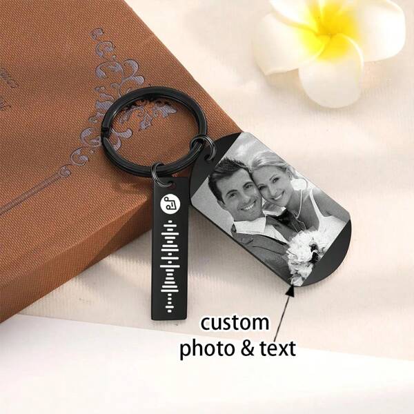 Custom Personalized Song Keychain,Any Photo/Song,Photo & Music Gift,Engraved Keychain,Anniversary Gifts For Him,Gift For Husband,Father's Day Gifts