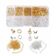500 件珠宝制作套件，DIY 耳环项链配件套装，DIY 手链配件，DIY 手工用品，各种基本金属戒指、珠子、扣环、龙虾扣，无需电源