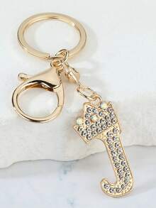 1 件时尚锌合金水钻字母装饰钥匙扣，优雅美观手提包/背包吊坠 - 完美的礼物学校汽车配件可爱哥特 Y2k