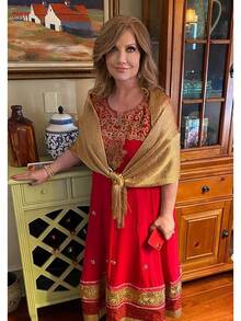 Metallic Glitter Shawl Wrap For Evening Dresses And Weddings - 黃金 1 - 查看 10