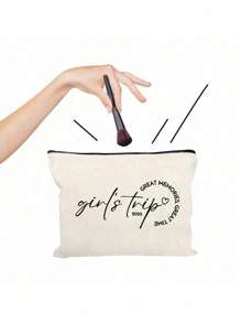 1pc Great Memories Trip Makeup Bag ,Cherished Memories Makeup Bag - S Trip 2025 Printed Cosmetic Pouch With Heart Design, Durable Polyester Travel Toiletry Organizer For Women, Best Friends & Loved Ones - Perfect Gift For Daily Use & Trips, Makeup Pouch, Trip Themed Accessory, Secure Zipper Closuretravel Essentials Vacation Summer Holiday Back To School School Stuff Bag For School Travel Bag For Women Makeup Bag For Travel