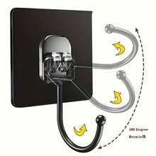 10个黑色自粘墙钩，实用壁挂式自粘挂钩，魔术挂钩，多用途，可用于悬挂衣物、帽子、毛巾、钥匙、杂物等，防水，无需钻孔，安装简便。适用于家庭、浴室、厨房、办公室、酒店等场所，可用于悬挂包包、毛巾、衣物、浴巾等。