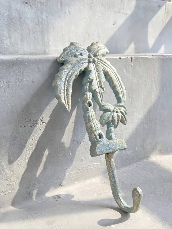1pc European Retro Country Style Cast Iron Coconut Tree Wall Hook, Unique Home Decor Hardware Hook, Wall Mounted Decorative Hanger Suitable For Living Room, Garden, Yard Wall Mounting, Can Be Used To Hang Clothes, Bags, Keys And Other Items