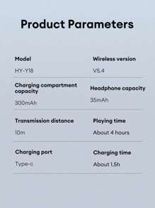 HYUNDAI Auriculares Bluetooth HYUNDIA HY-Y18, semi intrauriculares con cancelación de ruido ENC inteligente, sonido HIFI, micrófono sensible, llamadas de alta definición, baja latencia para música y juegos, deportes, batería de larga duración, luz ambiente colorida, auriculares inalámbricos cómodos