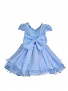 CHILDREN'S PARTY DRESS FOR GIRLS, SHORT - Baby Blue - View 5