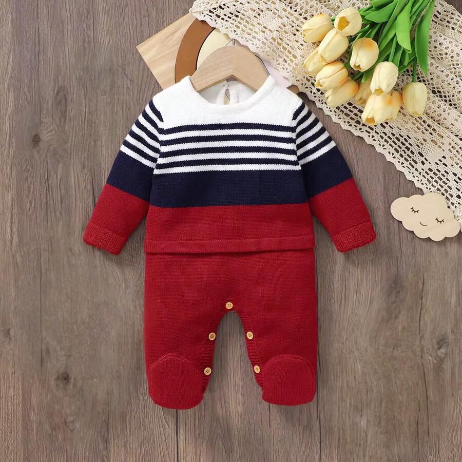 Nika Baby Macacão para bebê tricô listrado