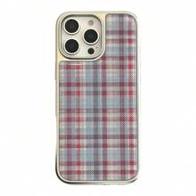 1 pieza Funda de teléfono GUCADI con acabado plateado, estilo coreano dulce de resina con borde enchapado, compatible con Apple/Series, minimalista, retro y clásica