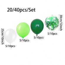 20/40pcs Green & White Balloon Set, 10inch Latex Balloons Suitable For Birthday, Proposal, Wedding, Baby Shower, Jungle Party And Various Theme Party Decoration