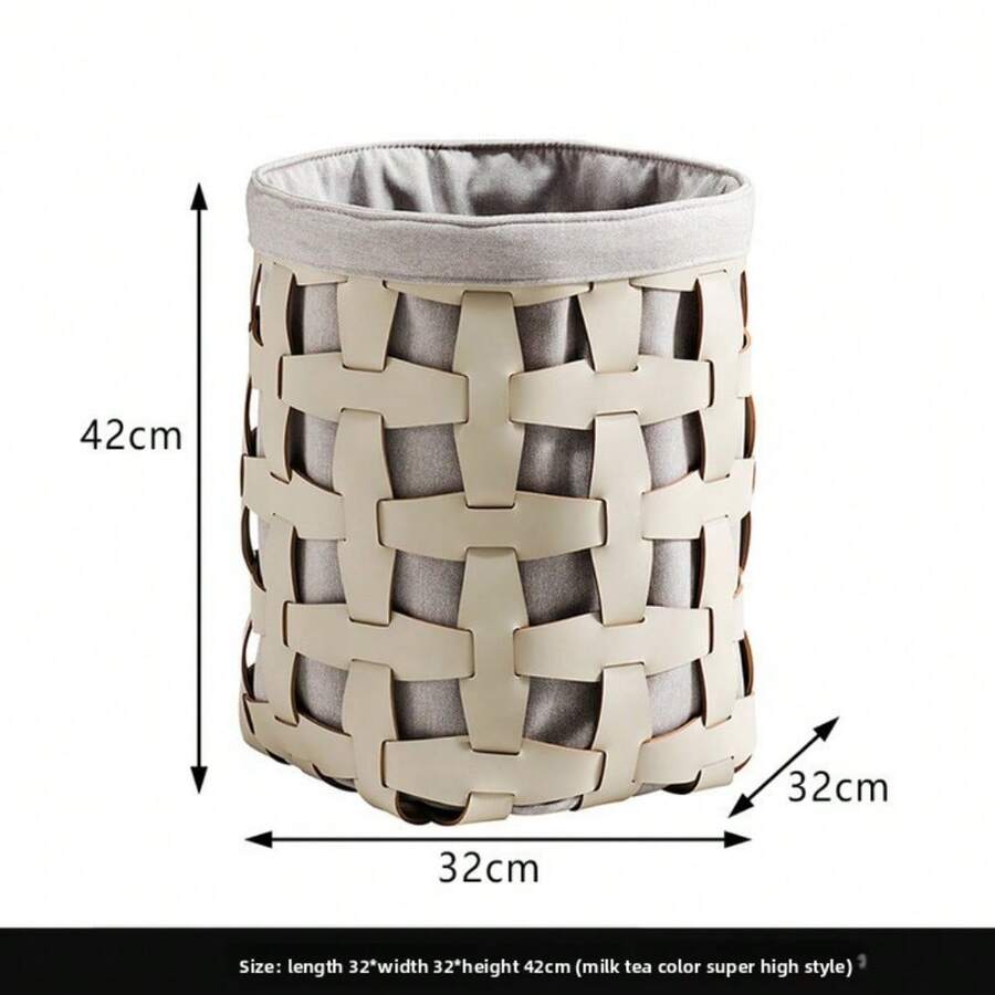 Woven R Laundry Basket Household Toilet Laundry Storage Basket Large Capacity Laundry Basket Multifunctional Storage Basket - Beige ultra-high style - View 1