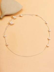 1 chiếc dây thắt lưng có thể điều chỉnh làm bằng vỏ sò tự nhiên theo phong cách Bohemian, phụ kiện thắt lưng ngọc trai giả đa năng dành cho phụ nữ, thích hợp để mặc khi đi biển, đi biển - trắng - Xem 3