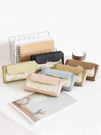 Long Women's Wallet High-Quality PU Leather Multi-Function Printed Zipper Clutch Fashion Versatile Multi-Slot Sweet Lady Phone Wallet Daily Home/Travel Convenient Card Holder Gift For Women Wallet Purse Wallet Long Wallet