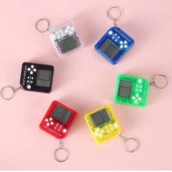 多色迷你复古视频游戏机怀旧掌上经典游戏小工具、减压钥匙链玩具