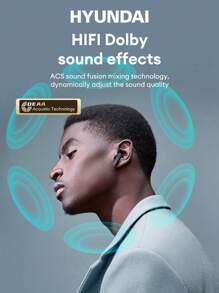 HYUNDAI Auriculares Bluetooth HYUNDIA HY-Y18, semi intrauriculares con cancelación de ruido ENC inteligente, sonido HIFI, micrófono sensible, llamadas de alta definición, baja latencia para música y juegos, deportes, batería de larga duración, luz ambiente colorida, auriculares inalámbricos cómodos