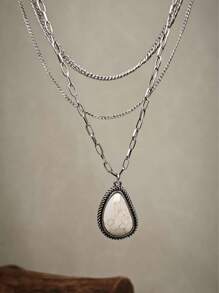 1pc Vintage Style Turquoise Inlay Necklace Chain For Women