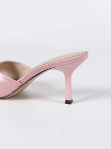 Giày lười đế vuông mỏng, kiểu dáng Pháp thanh lịch, gợi cảm, phong cách Anh mới dành cho nữ, giày cao gót vừa phải, đế cao vừa phải, màu sơn bóng, chất liệu vải canvas nhẹ, phù hợp cho mùa xuân, mùa thu, các dịp giao lưu, phong cách đường phố - Màu Hồng baby - Xem 9