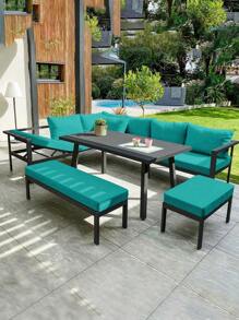 1pc Solid Color Milk Silk Elastic Band Sofa Cushion Cover, Highly Elastic Dust Proof, Suitable For All Seasons Home Garden Outdoor Rattan Sofa Seat Protector Cover