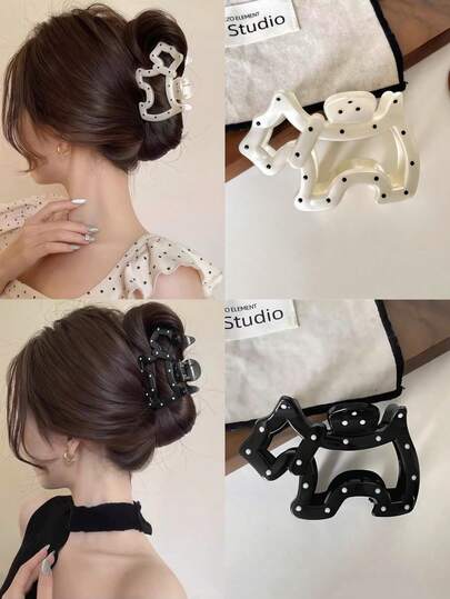 1pc Simple And Sweet Polka Dot Hair Clip For Dogs, Elegant And Versatile Summer Hair Accessories(Minor Scratches Are A Normal Phenomenon) Fall Winter Claw Clip For Vacation Outfits Woman Fashion Hair Clutch