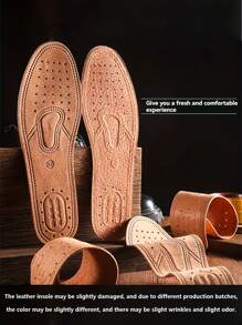 2pcs Genuine Leather Shoe Insoles With Natural Imperfections And Slight Odor - Double Pack, Durable And Stylish, Perfect For Any Occasion, Everyday Comfort|Stylish Imperfections|Durable Insole