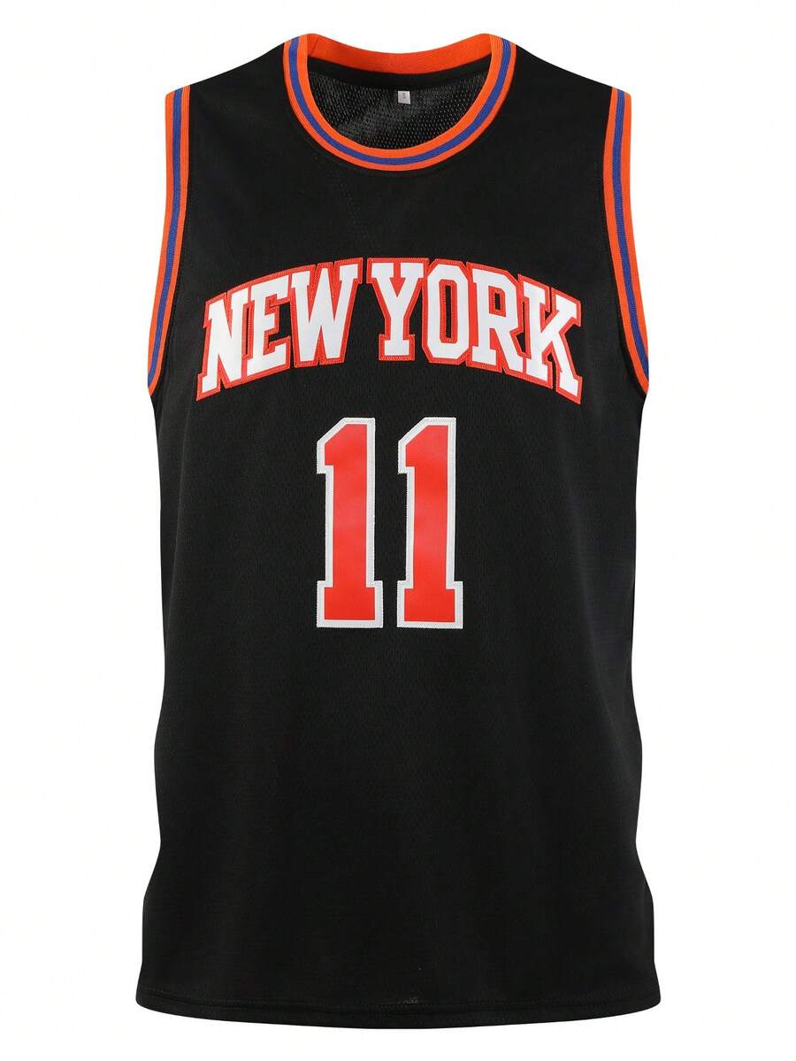 Atonmore Men's Basketball Jersey No.11 Black, Embroidered & Stitched Basketball Sleeveless Vest Sportswear Spring - Black - View 1