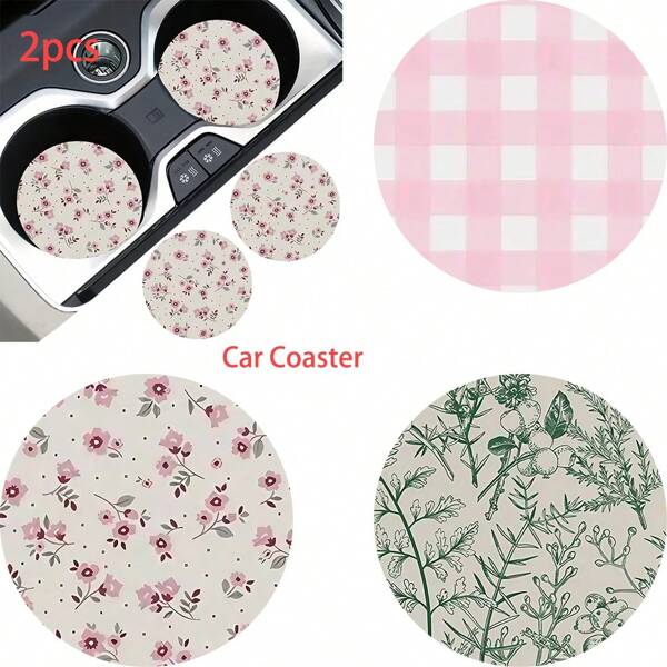 2pcs Car Cup Coaster Stylish & Durable Fast-Drying Non-Slip Car Cup Mat