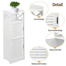 Waterproof Free-Standing Cabinet | White Bathroom Organizer Unit For Neat Storage - White - View 3
