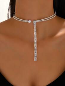 1 pièce Élégant Collier Ras-de-Cou Ouvert Étincelant en Zirconium, Convient pour la Fête, le Bal, la Tenue de Mariage