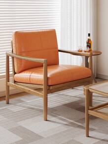 Nordic Solid Wood Sofa Chair, Compact Balcony Minimalist Recliner, Household Single Armchair, Designer Leisure Chair