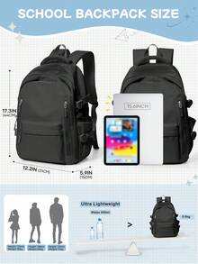 女士笔记本电脑背包，适合初中高中大学生的女生学校背包，适合青少年男孩和女孩的轻便耐用休闲书包，大容量旅行背包，带15.6英寸笔记本电脑隔层和水壶侧袋，适合男女大学生的多口袋书包工作包，新旧版本随机发货。新旧版本随机发货。