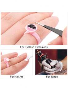 1 pieza Taza para pegamento de extensión de pestañas, taza de fijación de pegamento de pestañas con forma de corazón y flores, hecho a mano para manicura, uñas largas, uñas acrílicas, uñas postizas, uñas con forma de almendra, uñas postizas, uñas navideñas - Multicolor - Ver 2