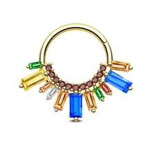 16G Stainless Steel Low Allergy CZ Nose Septum Ring, Unique Ear Cartilage Hoop, Women's Shiny Ear Cartilage Piercing Jewelry, 18K Gold Plated 8mm 10mm - J006 - View 12