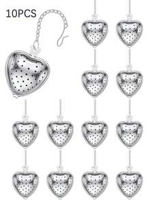 1/2/5/10pcs, 14cm*4cm, Stainless Steel Tea Infuser, Red Tea/Flower Tea Filter, Heart Shaped Handle Tea Leaves Strainer - Silver - View 15
