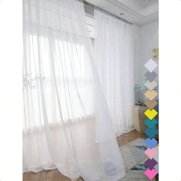 Window White Sheer Curtains 84 Inches Long 2 Panels Sheer White Curtain Clear Basic Rod Pocket Panel Other Beige Grey Purple Pink 63 72 95 108 Inch Bedroom Living Room Yard Kitchen
